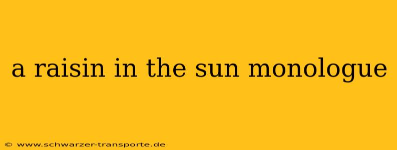 a raisin in the sun monologue