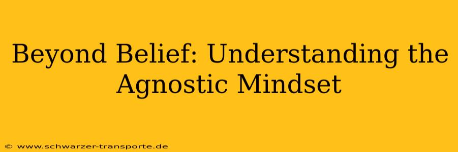 Beyond Belief: Understanding the Agnostic Mindset
