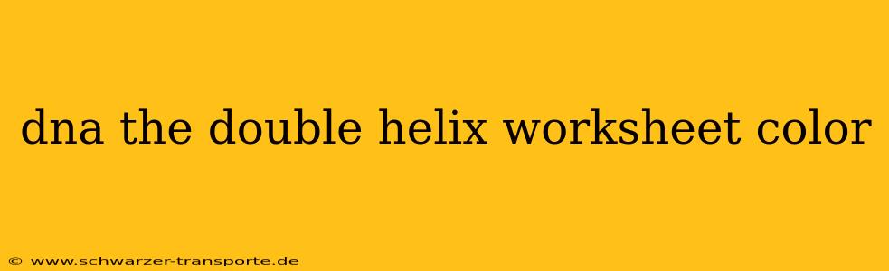 dna the double helix worksheet color