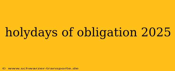 holydays of obligation 2025