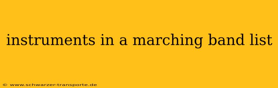 instruments in a marching band list