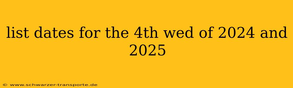 list dates for the 4th wed of 2024 and 2025