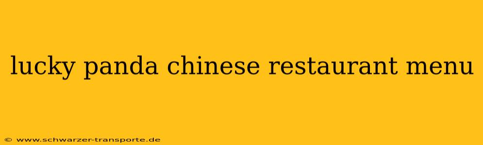 lucky panda chinese restaurant menu