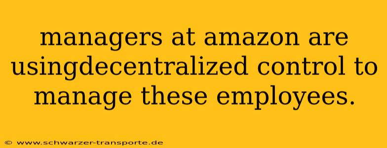 managers at amazon are usingdecentralized control to manage these employees.