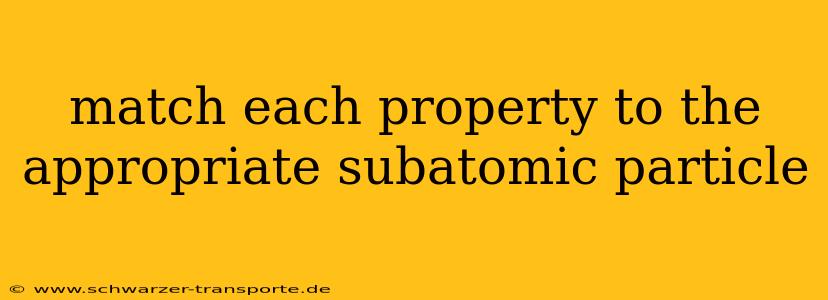 match each property to the appropriate subatomic particle