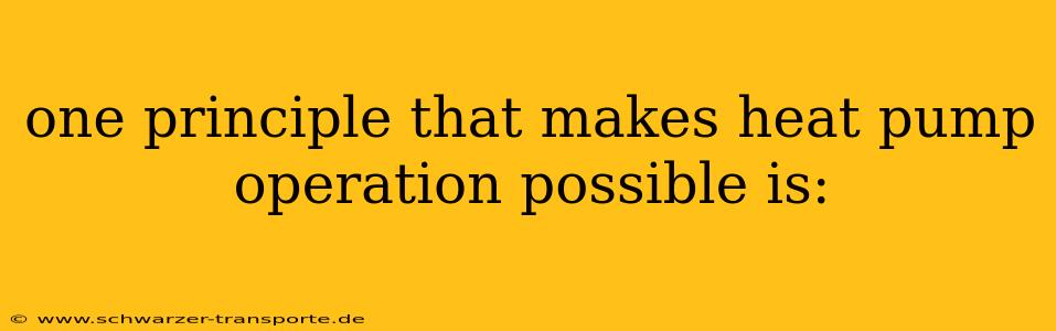 one principle that makes heat pump operation possible is: