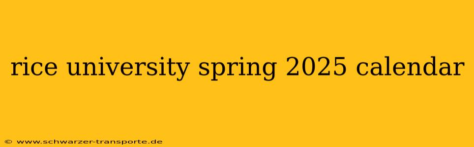 rice university spring 2025 calendar