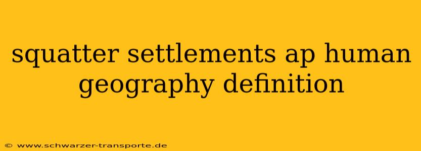 squatter settlements ap human geography definition