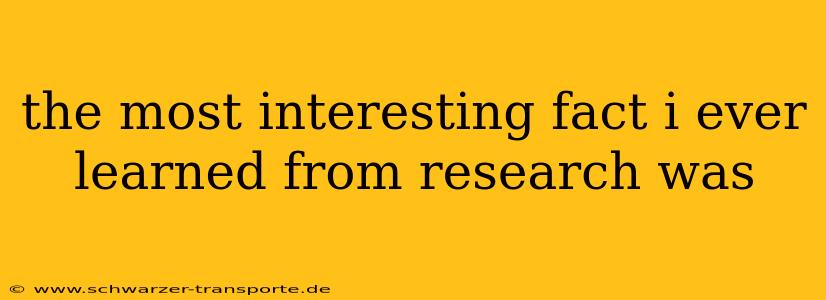 the most interesting fact i ever learned from research was