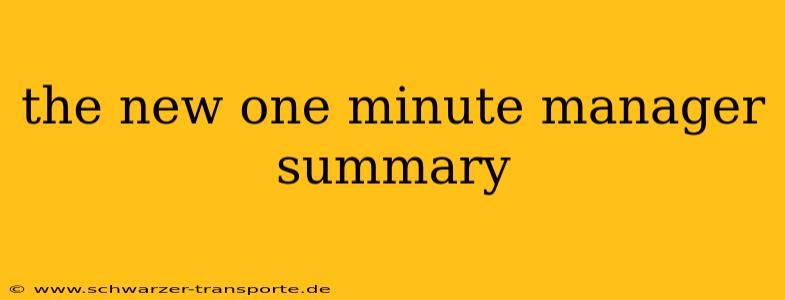 the new one minute manager summary