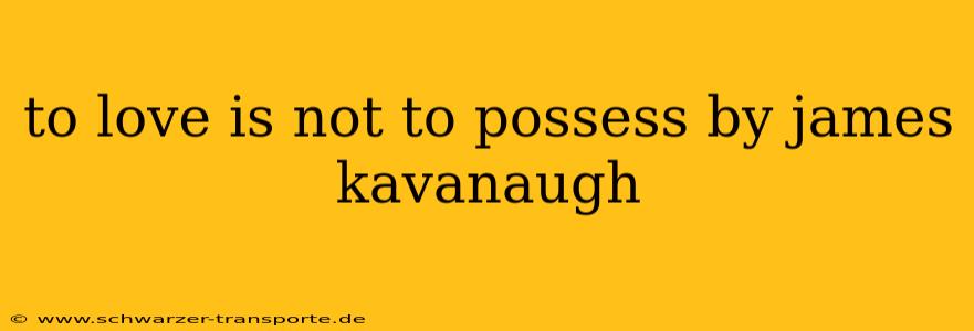 to love is not to possess by james kavanaugh