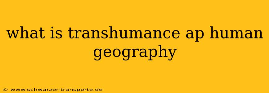 what is transhumance ap human geography