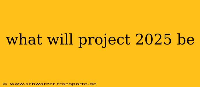 what will project 2025 be