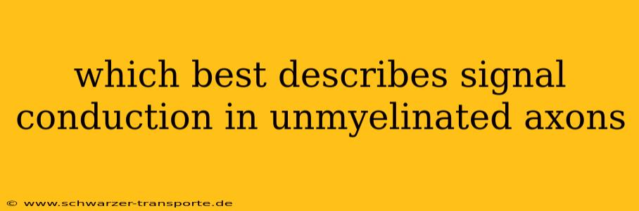 which best describes signal conduction in unmyelinated axons